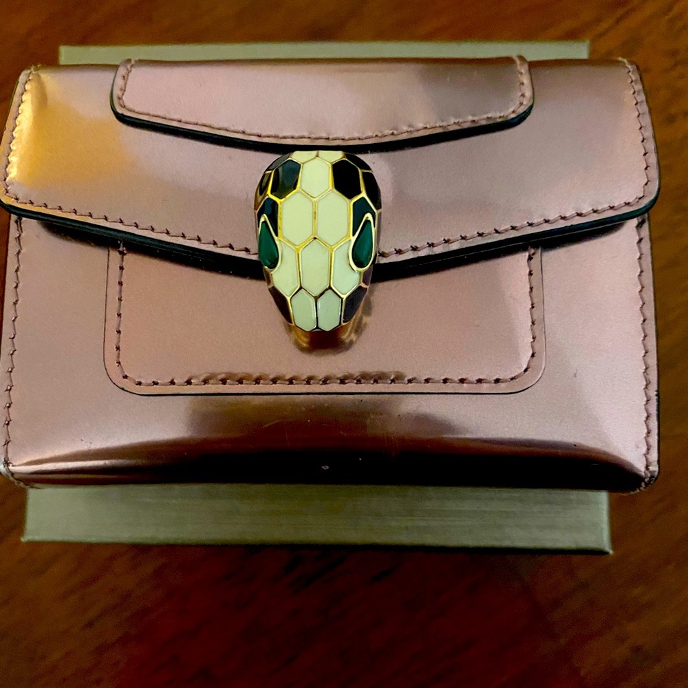 Bvlgari Metallic Rose Gold Snake Head Card & Key Holder